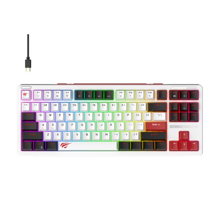 Havit KB902L clavier Jouer USB QWERTY Noir, Rouge, Blanc