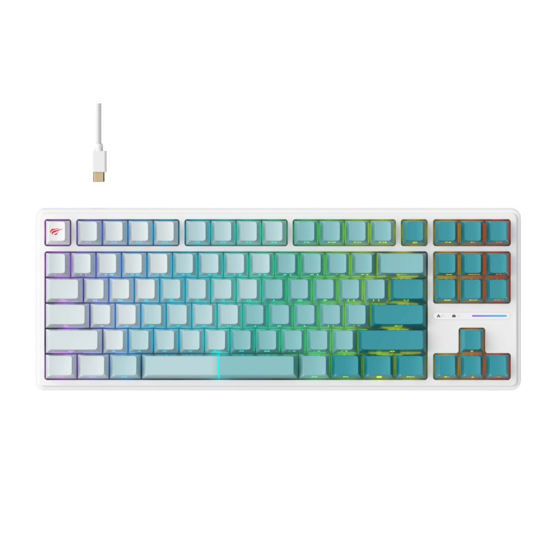 Havit KB901L (White and green) clavier Jouer USB QWERTY Vert, Blanc