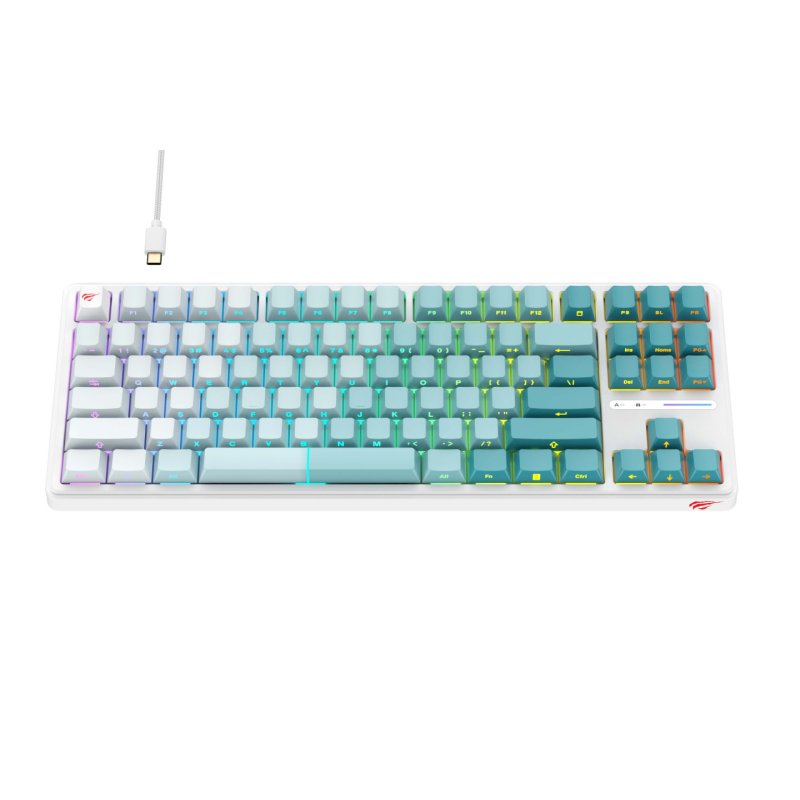 Havit KB901L (White and green) clavier Jouer USB QWERTY Vert, Blanc
