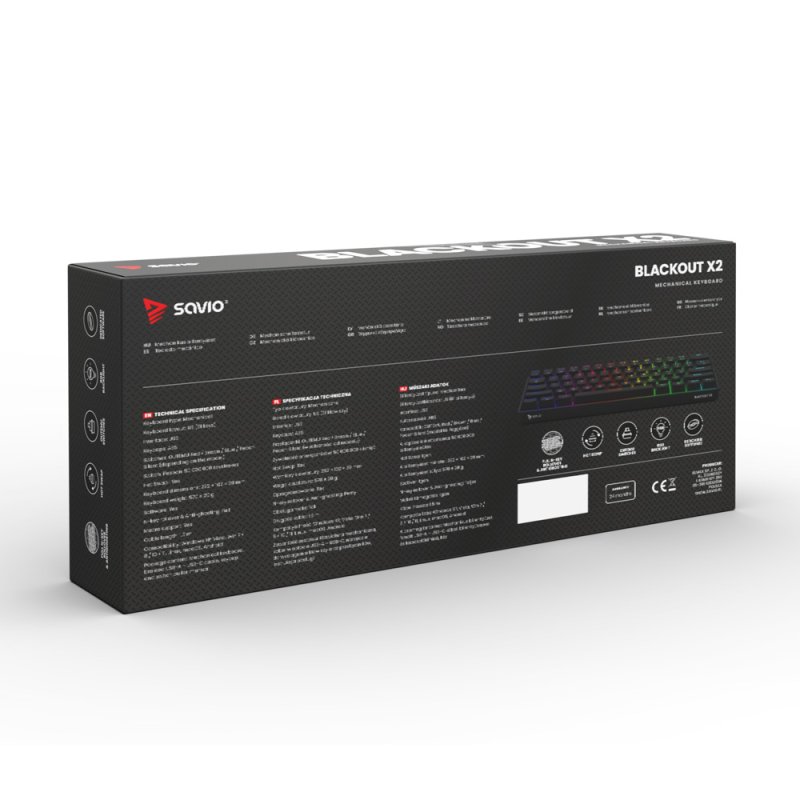 Savio BLACKOUT X2 BLUE clavier Jouer USB QWERTY US International Noir