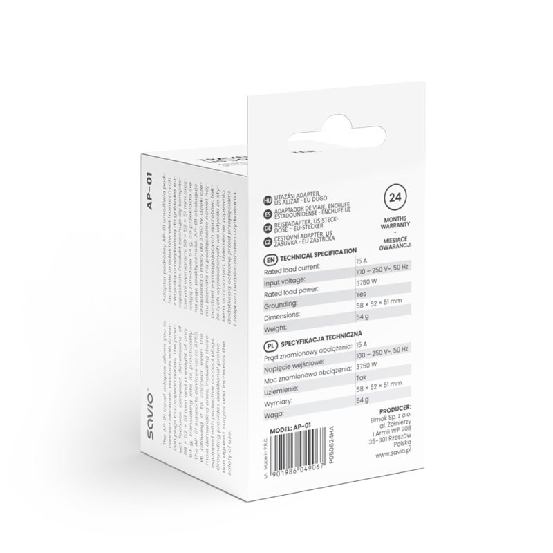 Savio AP-01 adaptateur de puissance & onduleur Intérieure Blanc