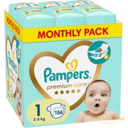 Pampers Premium Care Monthly Pack No. 1 For Babies Weighing 2-5 Kg, 156 Pieces