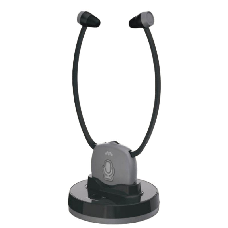 Meliconi 497339 écouteur/casque Sans fil Stéthoscope TV Socle de chargement Noir, Gris