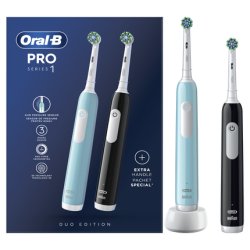Pro Series 1 Duo Electric Toothbrush by Oral-B - Blue/Black, 2 Pieces