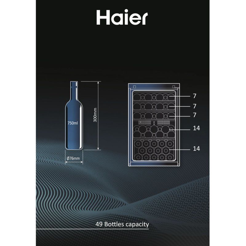 Haier Wine Bank 50 Serie 3 HWS49GAE Compressor wine cooler Freestanding Black 49 bottle(s)