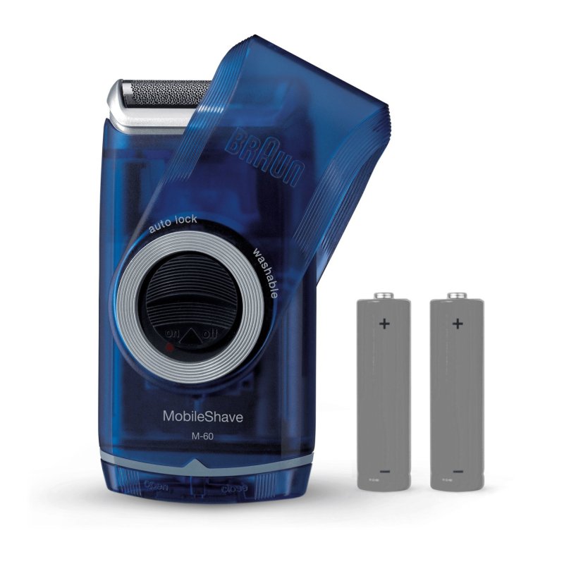 Braun PocketGo Mobile Shave Electric Travel Shaver for Men Fully Washable Portable Shaver With Travel Lock Blue
