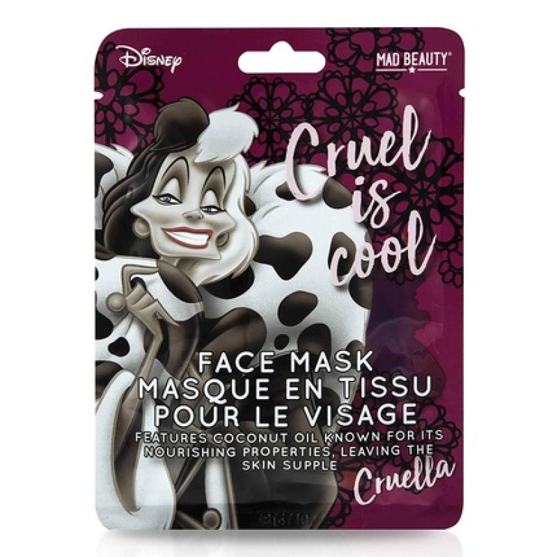 Mad Beauty Disney Cruella Face Mask from 101 Dalmatians Moisturizing and Refreshing Sheet Mask for Beautiful Skin