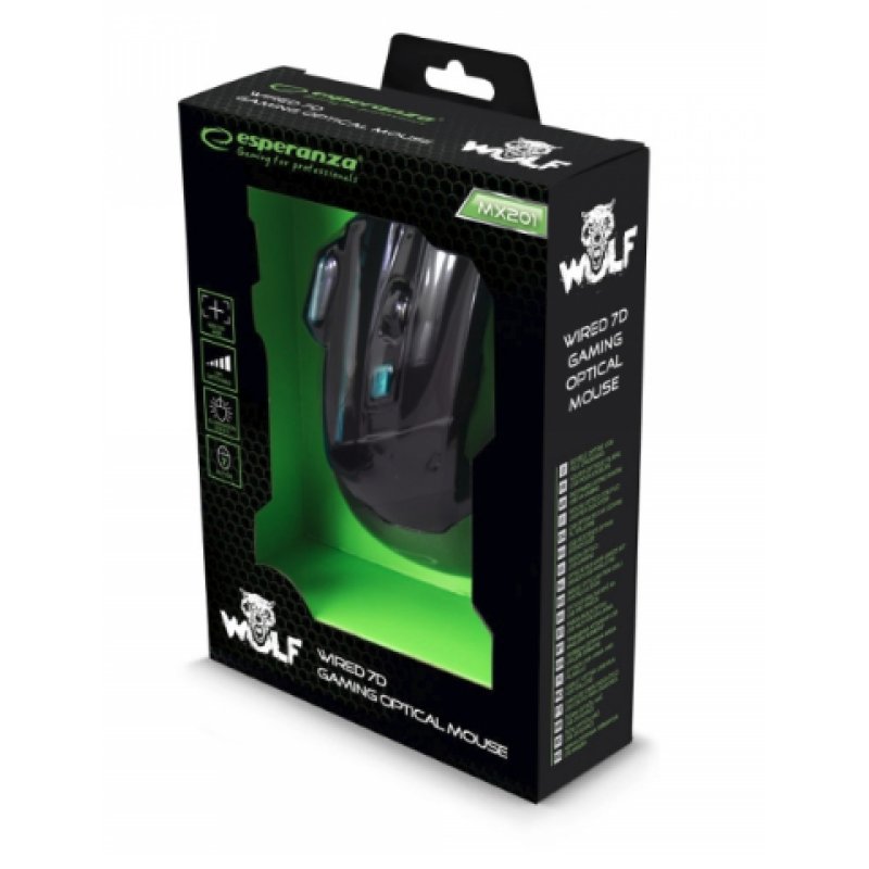 Esperanza EGM201B souris Jouer Droitier USB Type-A Optique 2400 DPI