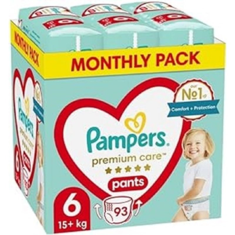 PAMPERS Premium Pants nappies Size 6 15-25kg 93pcs