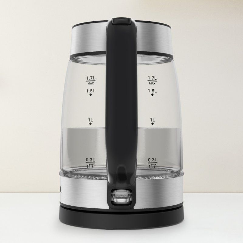 Tefal Glass Kettle KI605830 bouilloire 1,7 L 2200 W Noir, Argent, Transparent