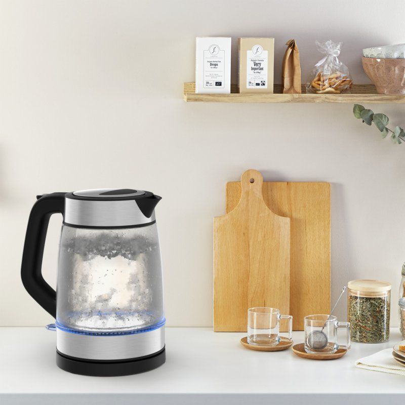 Tefal Glass Kettle KI605830 electric kettle 1.7 L 2200 W Black Silver Transparent