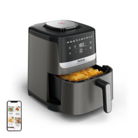 Tefal Easy Fry Silence EY551HE0 friteuse Unique 5 L Autonome Friteuse d’air chaud Noir, Gris, Acier inoxydable
