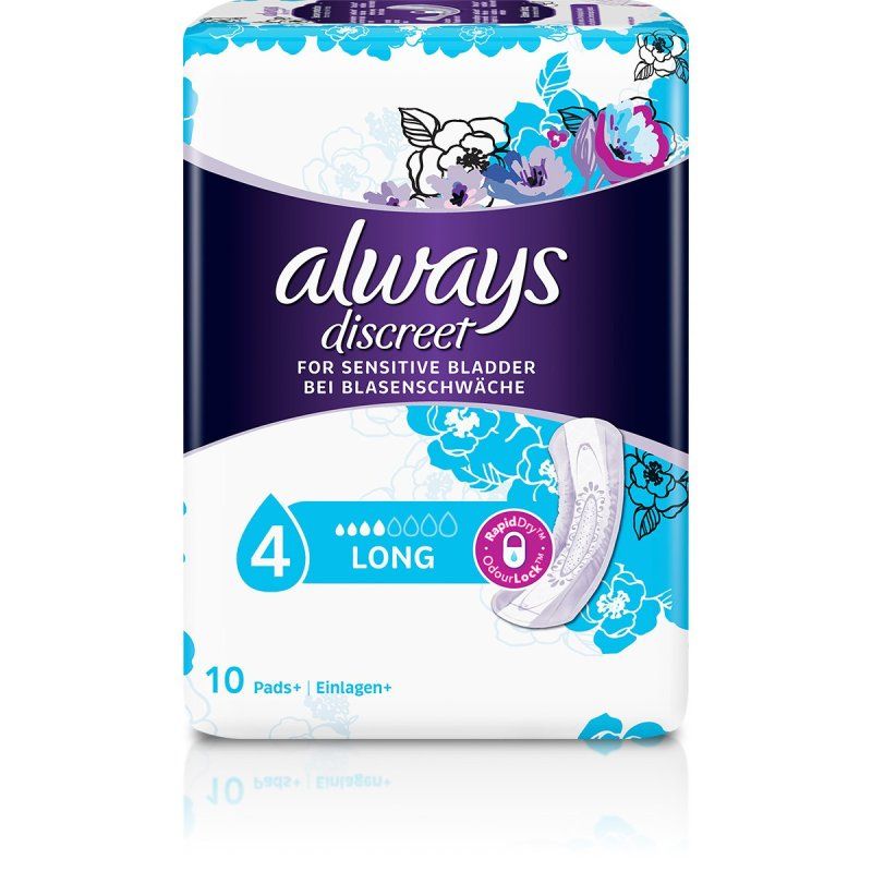Always Discreet Incontinence Pads Plus Long 10 Pads