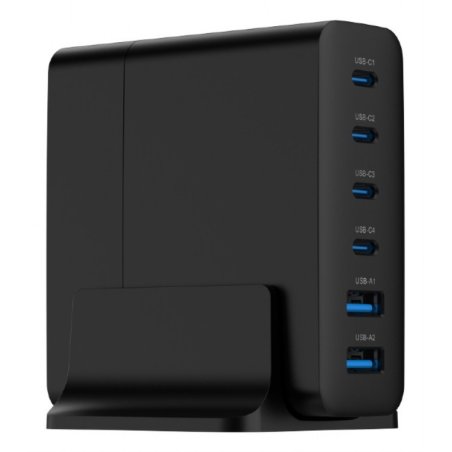 CARGADOR RAPIDO GEMBIRD USB GAN DE 6 PUERTOS 75 W NEGRO