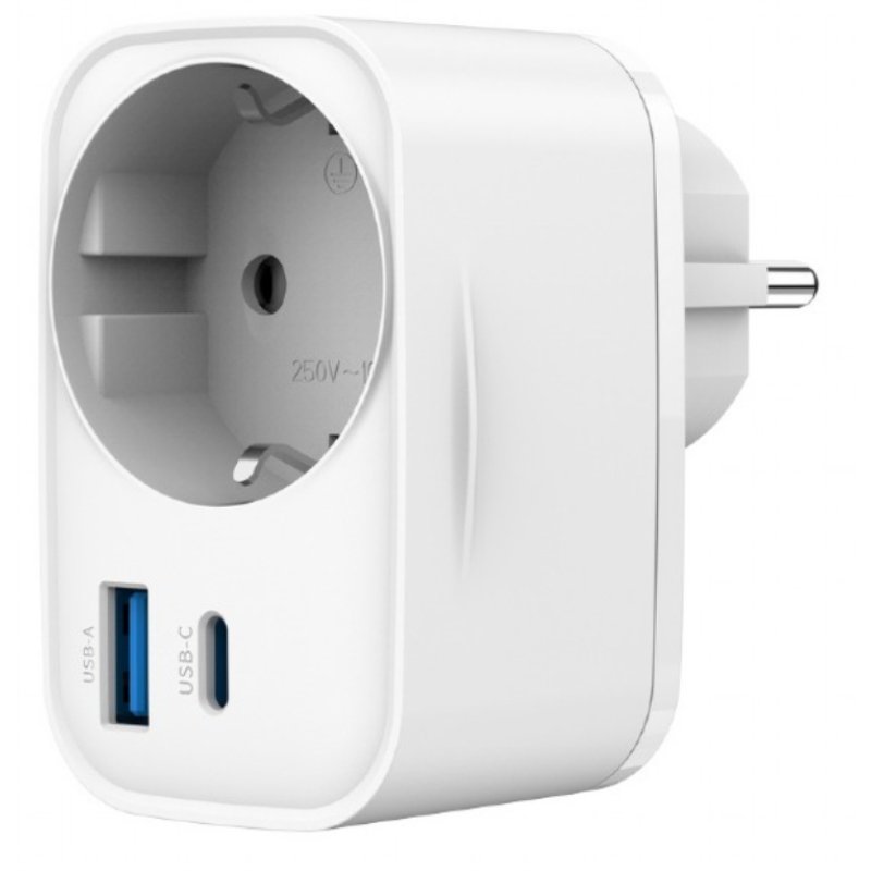 CARGADOR RAPIDO GEMBIRD USB DE 2 PUERTOS CON TOMA DE CA DE PASO 20 W BLANCO