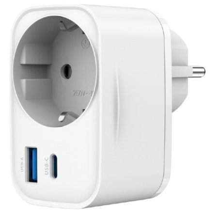 CARGADOR RAPIDO GEMBIRD USB DE 2 PUERTOS CON TOMA DE CA DE PASO 20 W BLANCO
