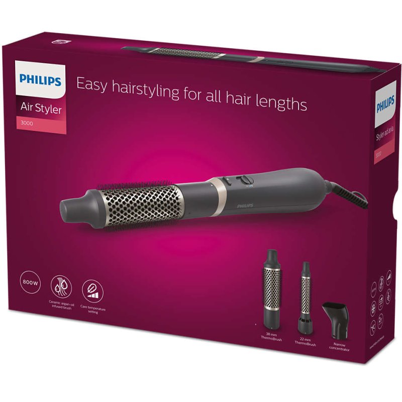 Philips 3000 series BHA301/00 hair styling tool Hair styling kit Warm Black 800 W 1.8 m
