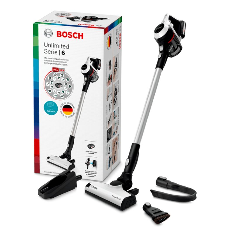 Bosch Serie 6 BCS61113 stick vacuum/electric broom 2-in-1 stick vacuum Battery Dry Bagless White