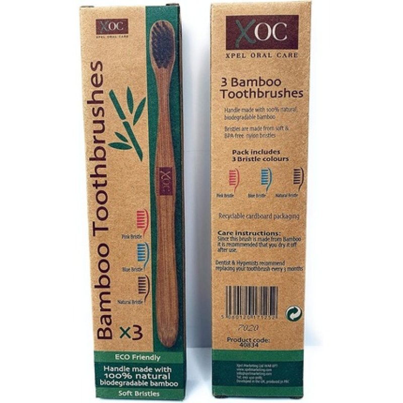 Bamboo Toothbrush Eco Friendly 3X 100% Natural Biodegradable with Soft Bristles BPA Free