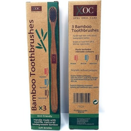 Bamboo Toothbrush Eco Friendly 3X 100% Natural Biodegradable with Soft Bristles BPA Free