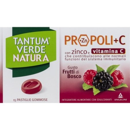 Angelini Tantum Verde Natura Propoli C Berry Flavored Supplement 15 Tablets