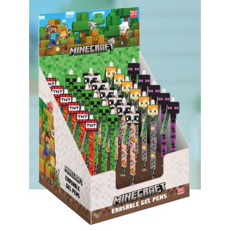 MINECRAFT - Stylo à Gel Effaçable Head Topper (Display de 30pcs)