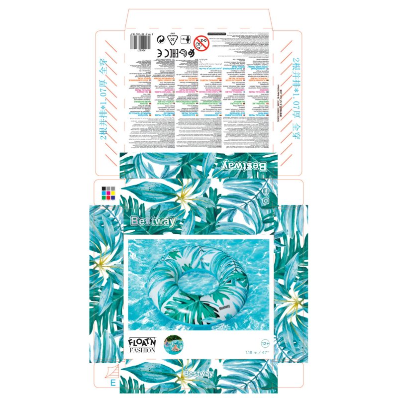 Bestway Φ47"/Φ1.19m Tropical Palms Swim Ring