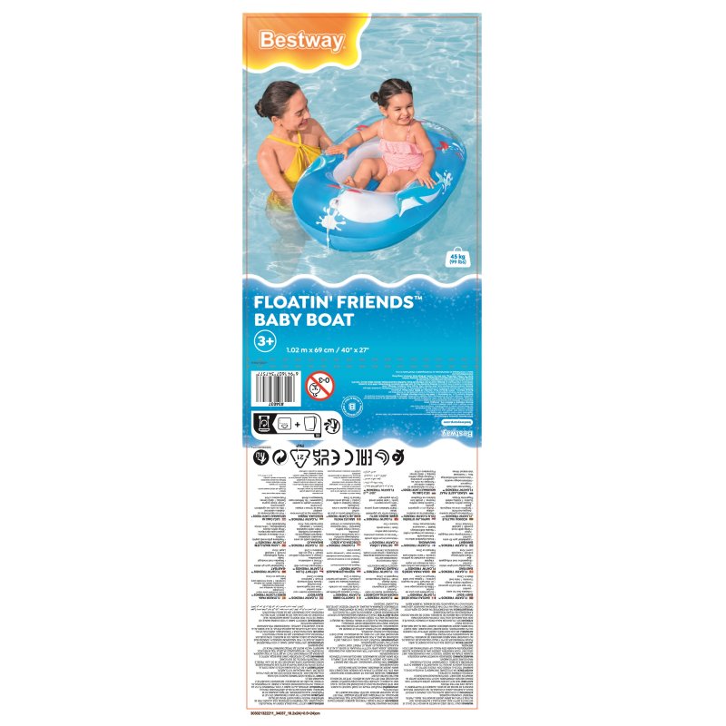 Bestway Bateau gonflable pour bébé Floatin' Friends 1,02 m x 69 cm