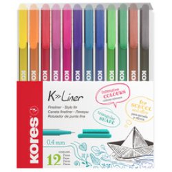 Kores Feutre Fineliner "K-Liner", tracé: 0,4 mm, étui de 12