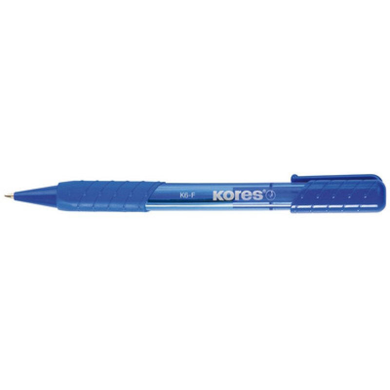 Kores stylo à bille rétractable jetable K-PEN K6, F, bleu