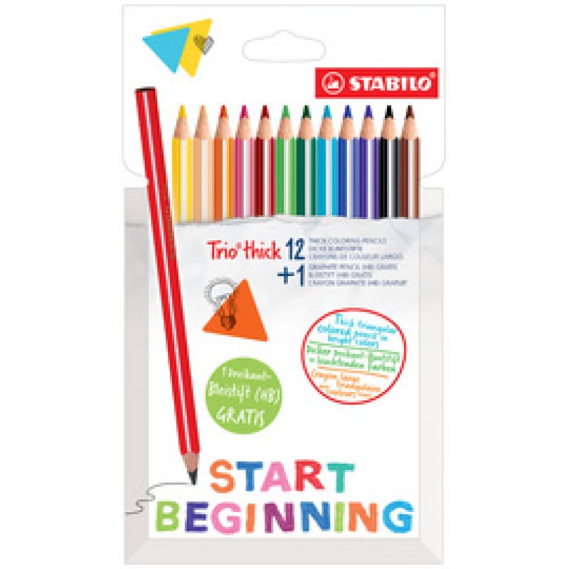 STABILO Crayon de couleur triangulaire épais TRIO, étui