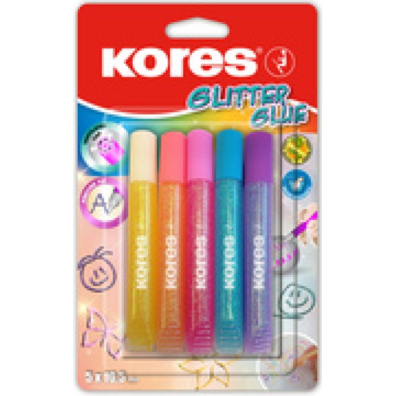 Kores Colle liquide "Glitter Glue", couleurs assorties