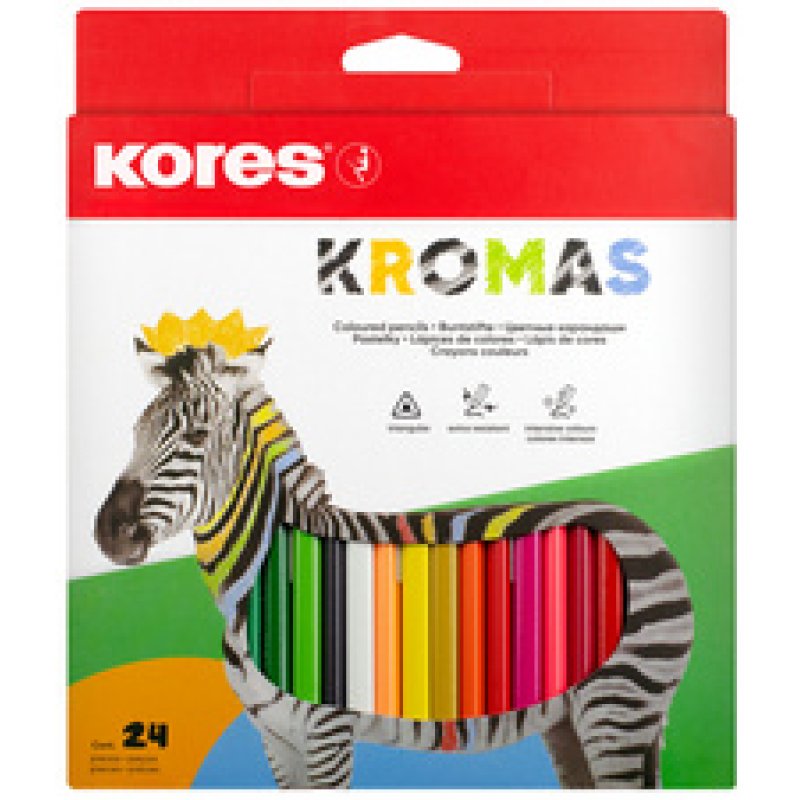 Kores Crayon de couleur triangulaire "Kromas", étui de 24