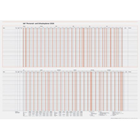 rido idé Wandkalender "Personal- und Urlaubsplaner", 2026
