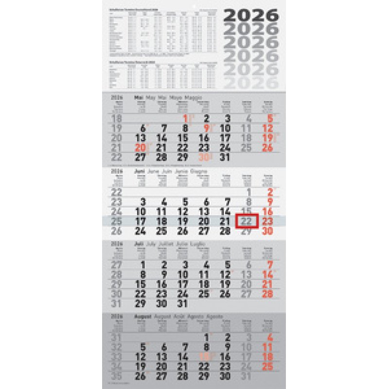 rido idé Wandkalender "4-Monatskalender quattroplan 2", 2026