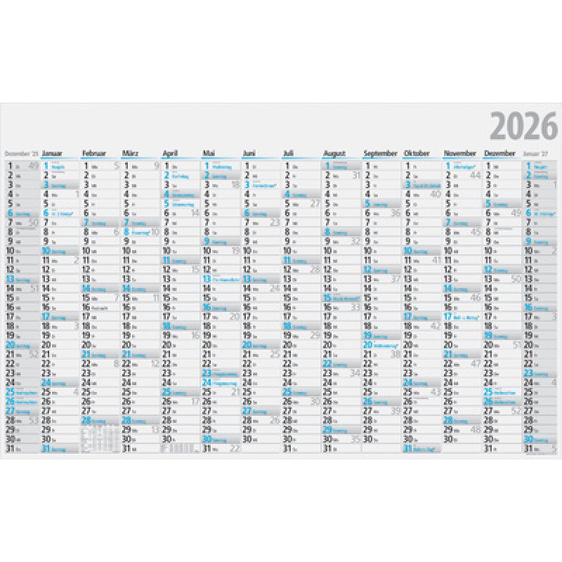 rido idé Plakatkalender, 1.210 x 770 mm, gefalzt, 2026