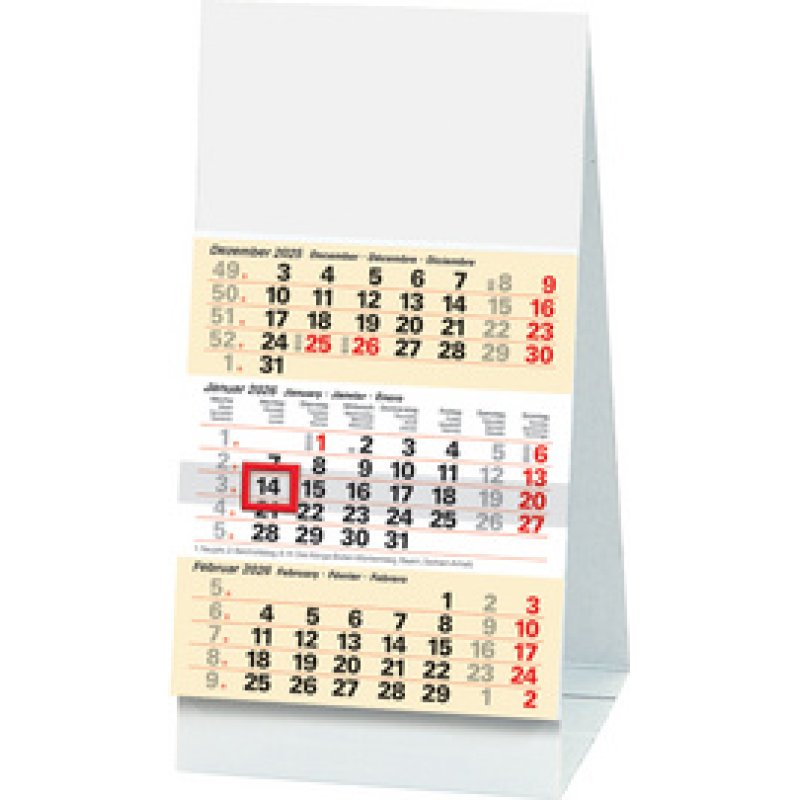 Glocken Calendrier de bureau avec aperçu pour 3 mois, 2025