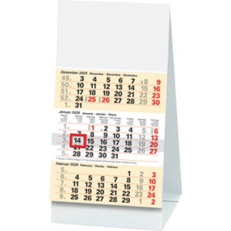 Glocken Calendrier de bureau avec aperçu pour 3 mois, 2025