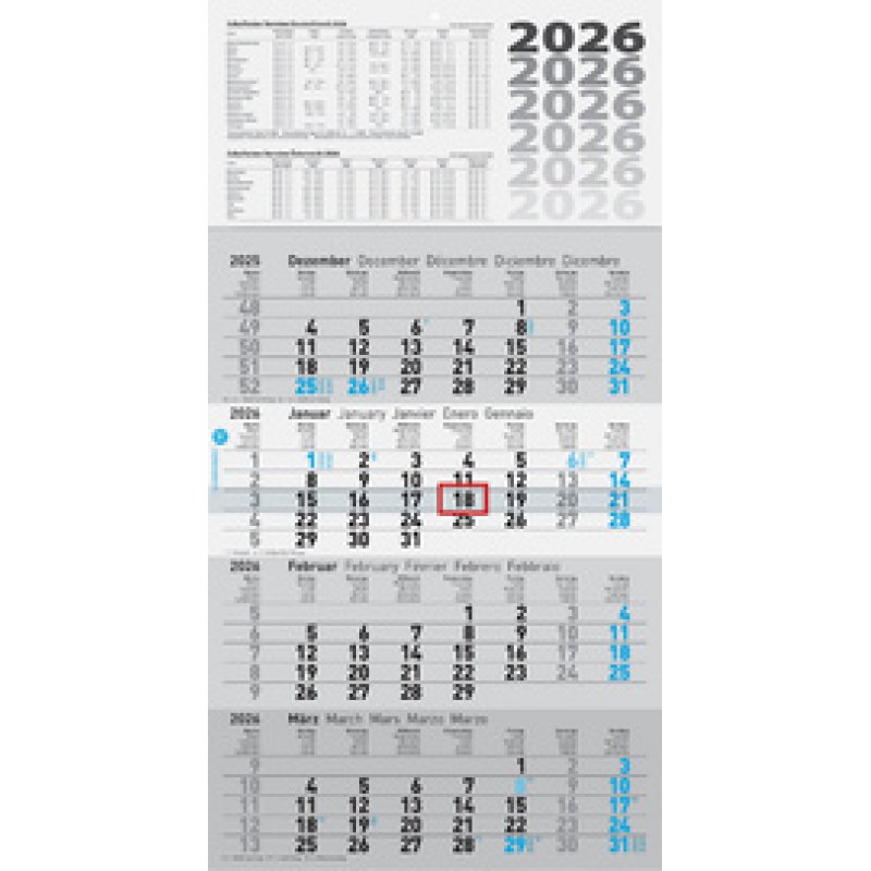 Glocken Calendrier mural "4 mois", 2025, gris