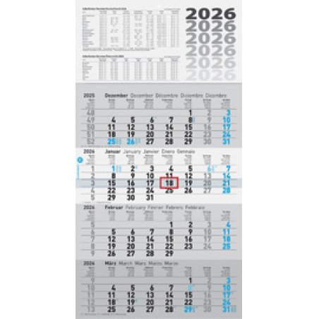 Glocken Calendrier mural "4 mois", 2025, gris
