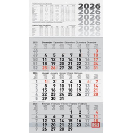 Glocken Calendrier mural "3 mois", 2025, gris