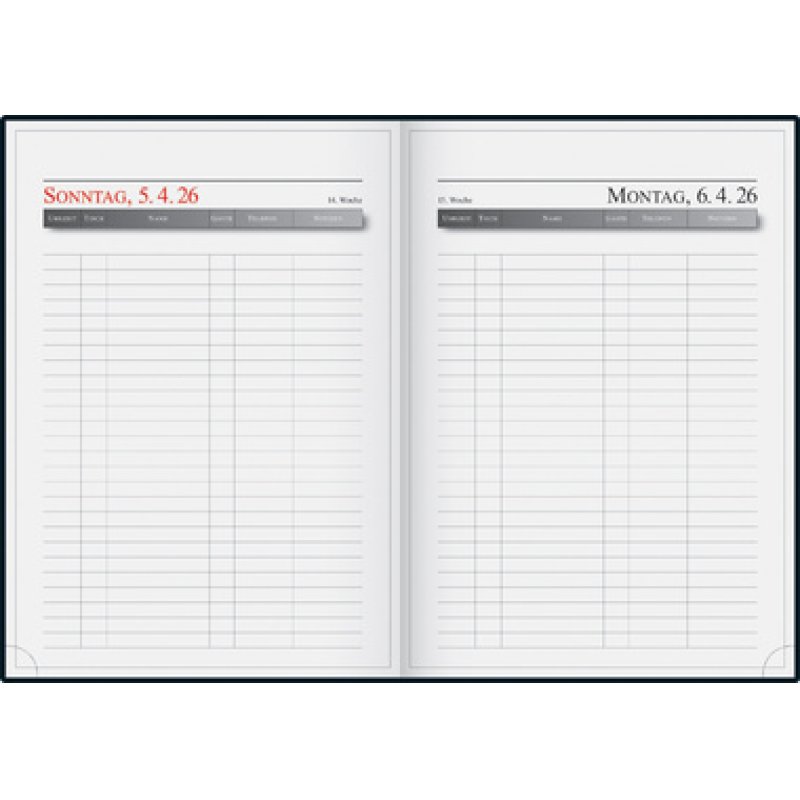 rido idé Reservierungsbuch, 2026, 1 Tag auf 1 Seite, schwarz