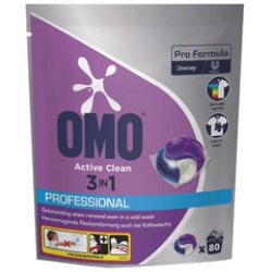 OMO Professional Lessive Pods Active Clean 3en1, 80 lavages
