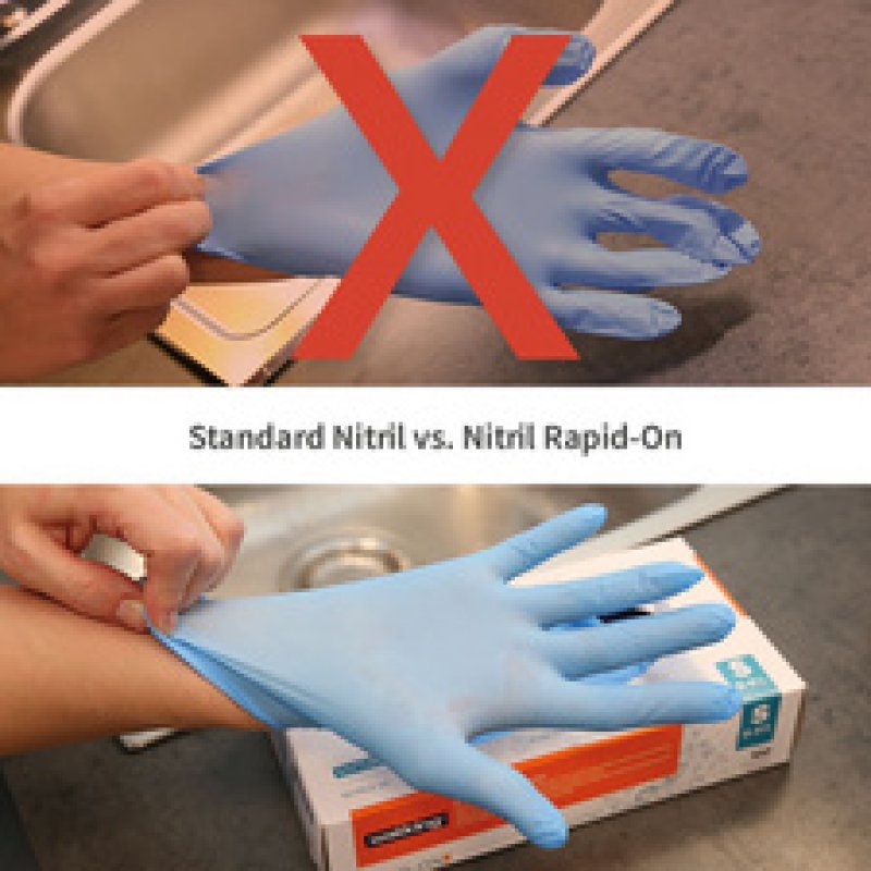 HYGOSTAR Gant en nitrile Rapid-On, L, non poudré, bleu