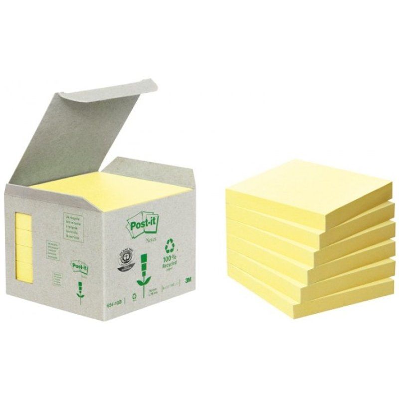 Post-it Bloc-note adhésif Recycling, 76 x 76 mm, jaune