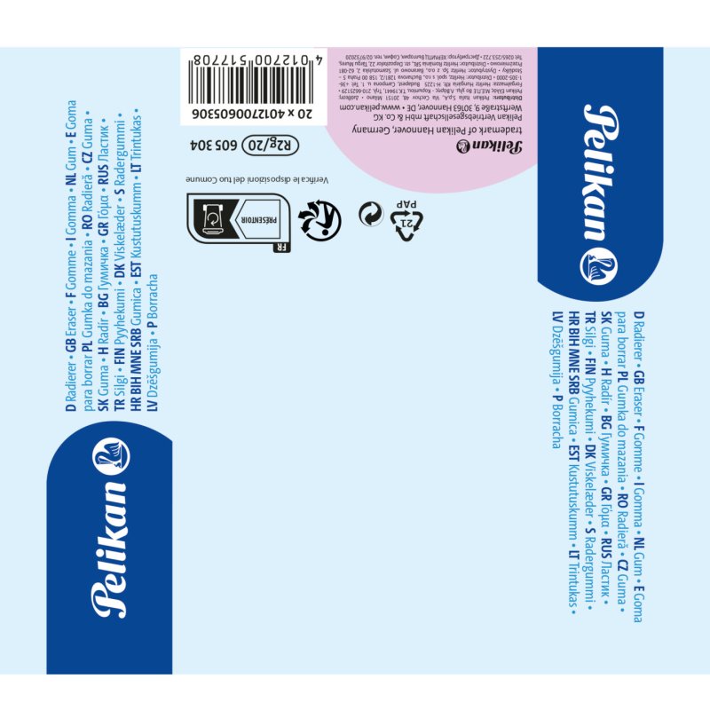 Pelikan Gomme triangulaire griffix, dans un présentoir