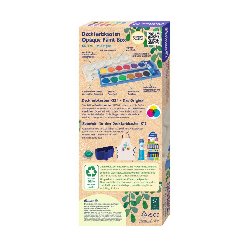 Pelikan Boîte de peinture K12 eco, 12 couleurs