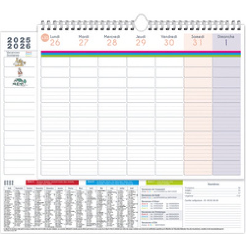 QUO VADIS Calendrier FAMILY PLANNER HEBDO, 2025/2026