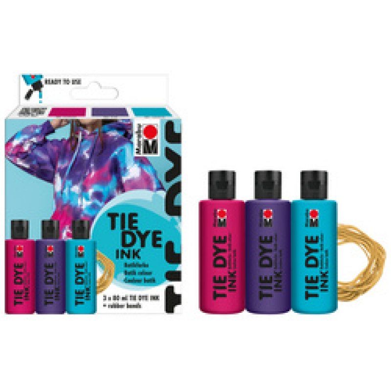 Marabu Set de peintures batik TIE DYE, 3x80ml, tons tendance