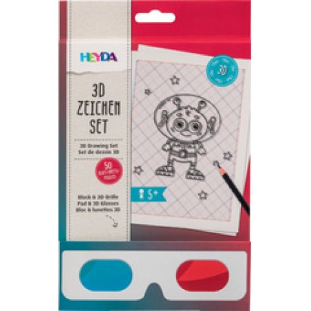 HEYDA Kit de dessin 3D, bloc avec lunettes 3D